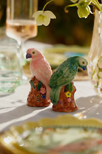 NEW Anthropologie Loro Salt &Pepper Shaker Set Bird Parrots Tropical Pink bird picture