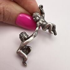 Vintage Sterling Silver 925 Jewelry Pin Brooch Twins Hand Made 14.7 gr picture