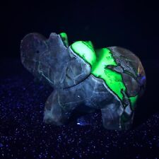 2.5LB 5.5''Natural Fluorescent/Volcano Agate Elephant Crystal Carving Healing picture