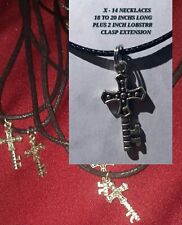 LOT OF 14 LEATHER KEY CROSS NECKLACES 18 TO 20 INCH VOCATION BIBLE SCHOOL CHURCH picture