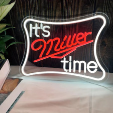 It's Miller Time Neon Sign Beer Light Up Decor for Home Garage Man Cave or Gift picture