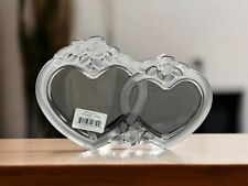 Mikasa Rosemont Double Heart Picture Frame Frosted Glass Victorian VTG Coquette picture
