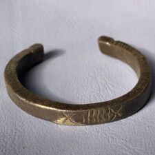Ancient Bronze Antique Rare Viking Engraved Bracelet Amazing Amazing Artifact picture