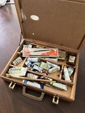 grumbacher OLD VTG oil paint Kit Packed Box Palette Pad Knife Brushes & Sundries picture