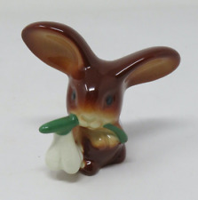 Vintage Goebel Brown Rabbit With Snowdrop Flower Long Ear Bunny Figurine picture