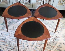 Vintage Mid Century Modern DANISH Triangle Guitar Pick End Side Tables picture