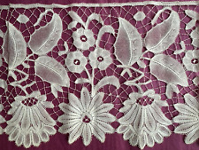 Stunning Antique BRUSSELS Lace Edging - Floral design  226cm by 17cm picture