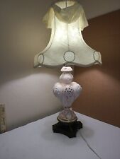 BEAUTIFUL ANTIQUE VICTORIAN Lamp On Pedestal. Pink w/ Gold Accents Cherubs picture