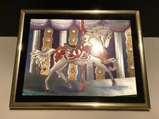 Vintage 80's~Horse Carousel~Silver Foil Art Picture by Manifestations 8