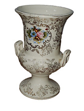 Vintage Porcelain Japan Urn Style Vase Gold Filigree w/ Floral Cartouche 8