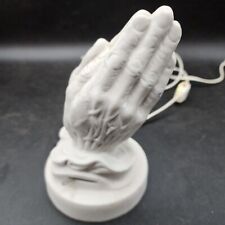 Vintage Praying Hands White Porcelain MUSICAL Night Light Lamp Religious - WORKS picture