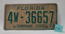 1973 Florida Sunshine State License Plate 4W-36657 Green Metal Vintage ⬇️(C4) picture