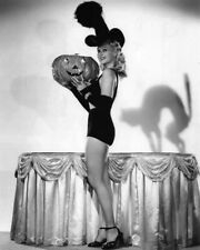 Adele Jergens 1940's Sexy Leggy Witch Halloween Pin up with Pumpkin 8x10 Photo picture