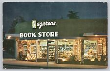 Pasadena California, Nazarene Book Store Night Lights SCARCE, Vintage Postcard picture