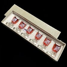 Vintage 1950s Lubiana Kristrall Italy Cranberry Boot Shot Glasses Grape Box Rare picture