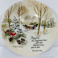 VTG Christmas Plate 1974 Robert Laessig Cardinal Sleigh Dashing Through Snow picture