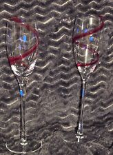 Two Pier 1 Imoort Red Swirl Champagne Flute picture