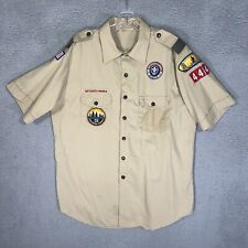 Vintage Boy Scouts Of America Uniform Shirt Mens Extra Large Beige Patches picture