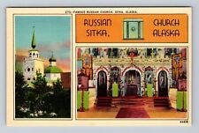 Sitka AK-Alaska, Famous Russian Church, Interior, Antique, Vintage Postcard picture