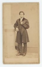 Antique CDV Circa 1860s Handsome Dashing Man in Long Suit Coat Springfield, MA picture