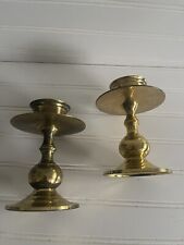 Vintage Pair Solid Brass Candlesticks Holders 6” India Swirl Screw In Base picture