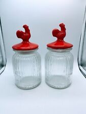 Pair of Red Rooster Canisters picture