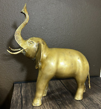 BRASS Elephant Statue Figurine Home Decor Trunk Up Tusks 13