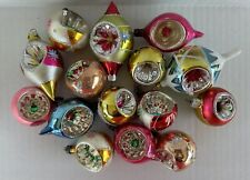 Vintage Christmas Ornaments Indent Hand Painted Mercury Glass Lot of 15 picture