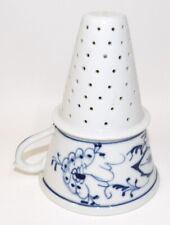 Vintage Porcelain Blue Onion Cone Shaped Funnel Strainer picture