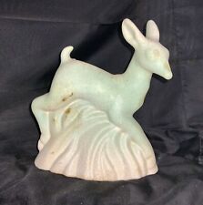 Vintage 1930s Niloak Pottery Turquoise Deer Planter Vase Early Raised Mark picture
