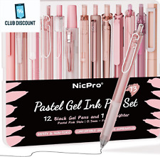 Nicpro 13Pack Pastel Gel Ink Pen Set with Case, Cute Retractable 0.5mm Fine Poin picture