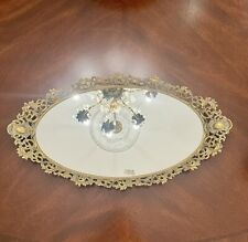 VTG MCM Ornate Hollywood Regency Mirror 24 Gold Plated Vanity Tray Wall Mirror picture
