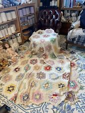 Antique hand sewn quilt top Americana country home lovely exceptional handmade picture