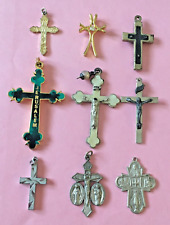 Lot of 9 Religious Crosses Pendants Vintage picture