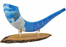 Painted Ram's Kudu Kosher Shofar Features Dove of Peace Home Decor Israel picture