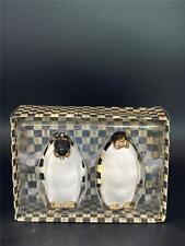 Mackenzie Childs Courtly Check Penguins Ceramic Salt & Pepper Shakers New picture