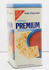 Vtg 1987 Nabisco Premium Saltine Crackers New Jersey 14oz Tin Canister w/ Lid picture