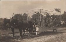 North Orange Horse Drawn Float Reunion Day August 13 1914 RPPC Postcard picture