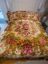 Vintage Gorgeous 1940s Italian Bedspread Tapestry Flowers & Cherubs Fits Queen picture