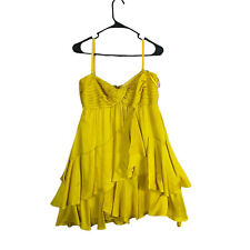 BCBGMAXAZRIA Womens Yellow Sweetheart Neck Spaghetti Strap A Line Dress Size 12 picture