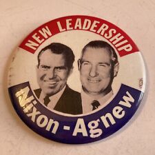 Nixon Agnew New Leader Ship 1968 Presidential Campaign Button 3.5 Inch picture