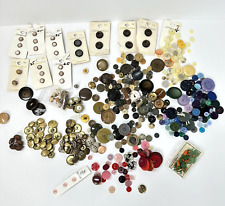 Large Lot of Assorted Buttons Brown Tan Red Blue Metal Button Cards picture