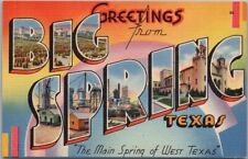 BIG SPRING, Texas Large Letter Greetings Postcard / Tichnor Linen c1940s Unused picture