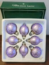 Vintage Purple Glitter Teardrop & Ball Shaped Ornaments Set of 8 Holiday Lane picture