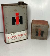60s VINTAGE INTERNATIONAL HARVESTER MILKER PUMP OIL   QUART Oil Can *w/EMPTY BOX picture