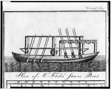 Plan of Mr. John Fitch's steam boat,design for ferry boat,steam-driven oars,1786 picture