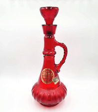 Vintage Jim Beam Ruby Red Glass Decanter Kentucky Bourbon Whiskey Jeannie Bottle picture