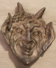 Vintage Cast Metal Devil with Horns Trinket Jewelry Dish Ashtray Man Cave picture