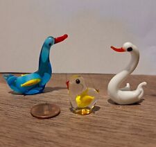 Vintage Miniature Duck, Swan, And Chicken, Hand Blown, Art Glass Lampwork picture