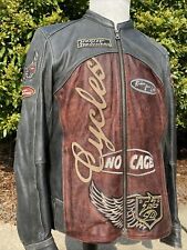 Harley Davidson STREETWISE Leather Jacket Women 1W Distressed NO CAGES Racing 1W picture